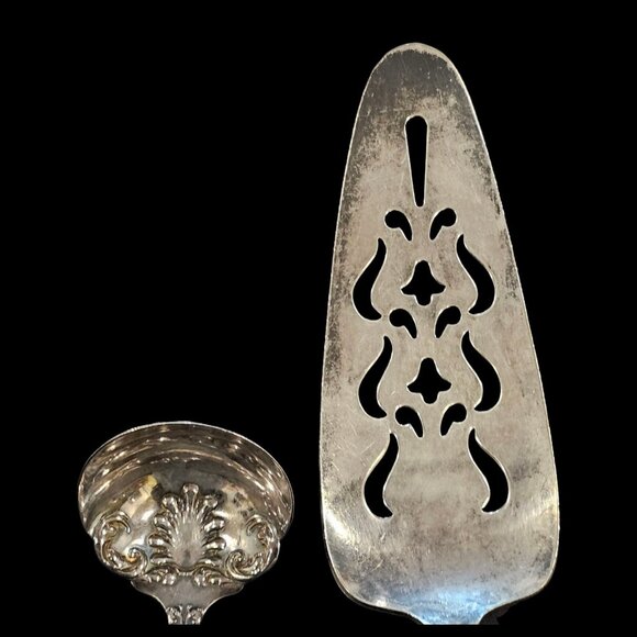 VTG Silverplate Pie Server Ladle Spoon Twisted Butter Knife Mixed Set Antique - Picture 2 of 9